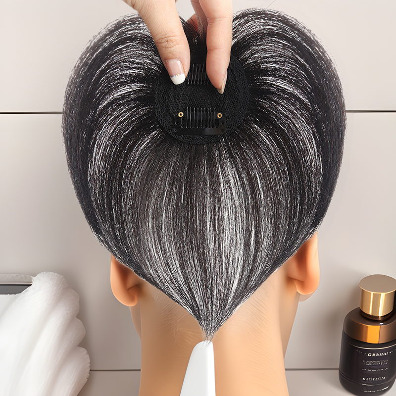 Hair Topper for Women to Cover Gray Hair, Lightweight, Made of Real Human Hair, for Sparse Hair, Hairline Cover, Hair Fixing, and Gray Hair Covering Magic Tool