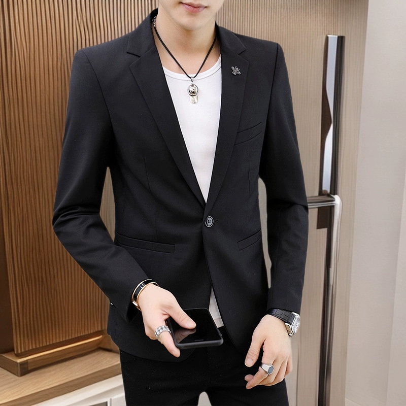 Мужской комплект, классический костюм пиджак, корейский стиль, slim fit