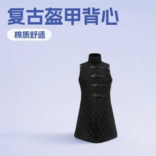 跨境男士棉背心2025中世纪盔甲复古棉服无袖铆钉皮带扣海盗站领夹