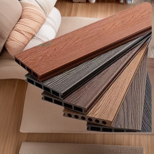 Terrace Second-Generation Co-Extruded Wood Flooring with Round Holes and Square Holes for Outdoor Villas, Swimming Pools, Parks, Courtyards, and Sun Decks, Anti-Corrosion and Moisture-Proof