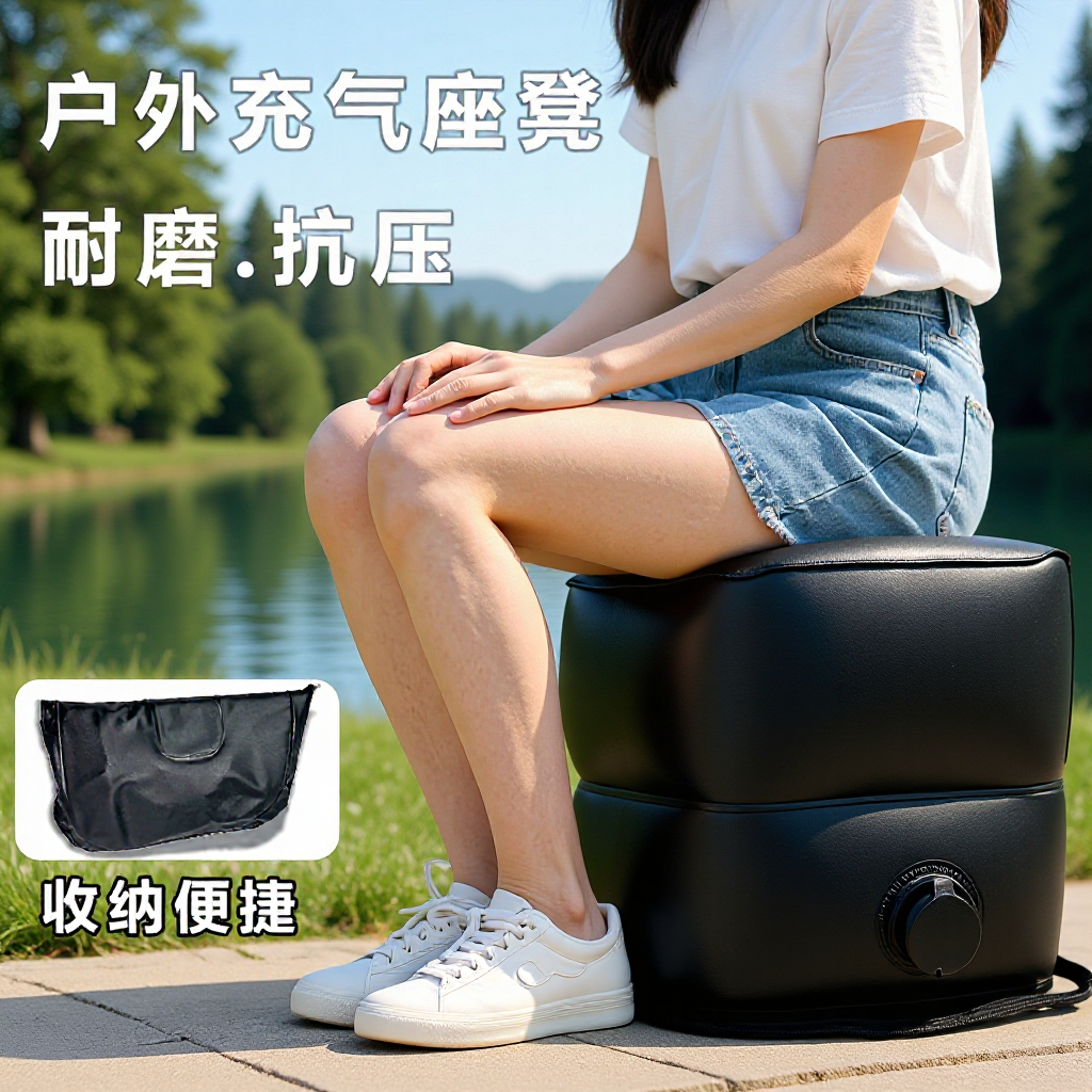Outdoor Inflatable Stool for Camping and Hiking Enthusiasts, Exclusive Car-Mounted Travel Pvc Inflatable Travel Stool