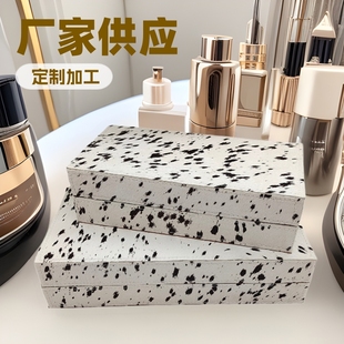 Modern Light Luxury Simple Style Gray Spotted Horse Hair Jewelry Box Model Room Hotel Cloakroom Dressing Table Jewelry Box