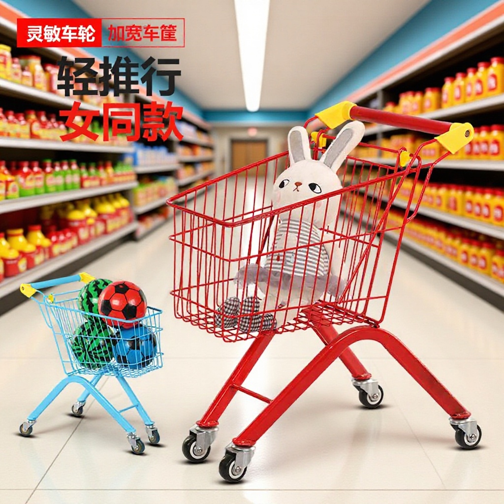 Children's Supermarket Shopping Cart, Male and Female Baby Birthday Gift, Mini Play House, Large Toy Car, Child Stroller