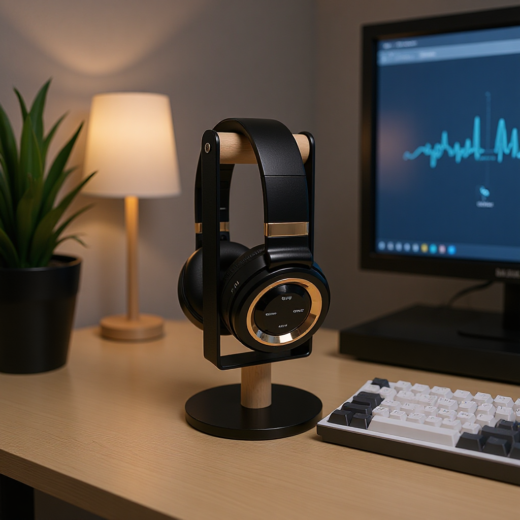 Factory Retail and Wholesale Headphone Stand Black Acrylic Beech Desktop Gaming Headphone Hanger
