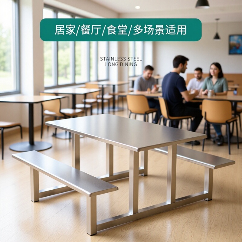 食堂餐桌椅锈钢餐桌椅学校学生员餐桌椅连体快餐桌椅饭堂餐桌|undefined