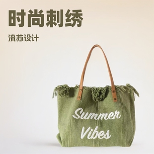 Shoulder bag, retro demi-season shopping bag, one-shoulder bag, Korean style, South Korea, with embroidery