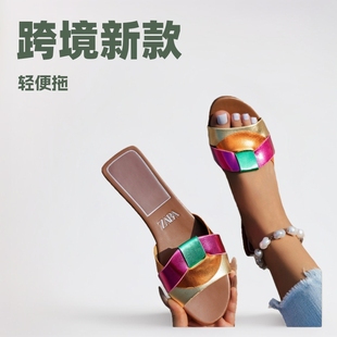 Cross-border plus size 2025 Summer New Women's Slippers Foreign Trade Cross Flat Sandals Simple All-match slippers