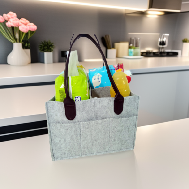 妈咪包婴儿尿不湿收纳包 毛毡时尚手提袋篮 可折叠拆装