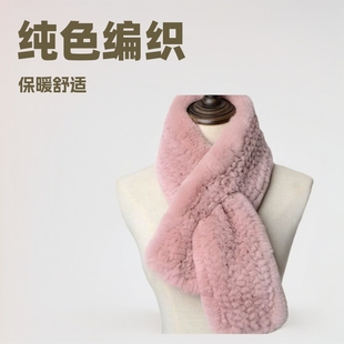 Wholesale Rex Rabbit Fur Scarf Simple Long Flat Solid Color Braided Fur Scarf for Men and Women Warm Double-Sided Scarf