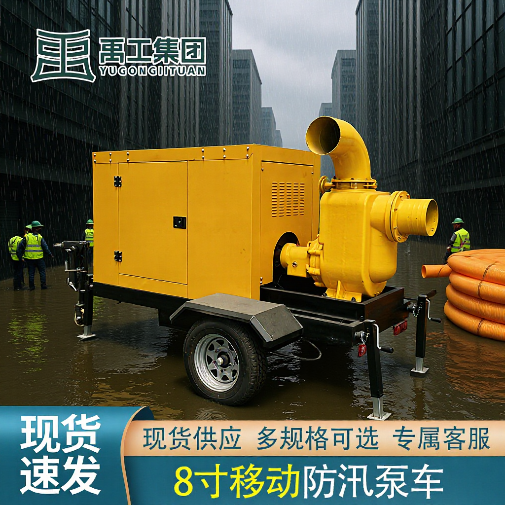 禹工 移动防汛泵车自吸式大流量柴油机抽水泵应急排涝抗洪潜水泵