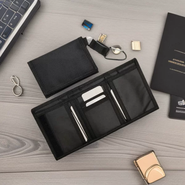 Carabiner Strap Anti-Theft Men's Wallet Oxford Zipper Pocket Wallet Bank Card Slot Folding Wallet