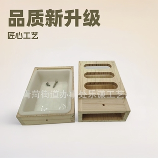Rabbit hay feeder with cat litter box 2 in 1 rabbit hay rack wooden food dispenser squirrel pet