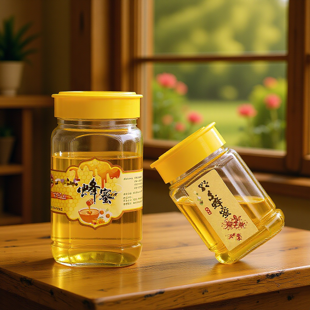 创意八角蜂蜜玻璃瓶 500ml 1000ml加厚蜂蜜瓶 2斤装杂粮储物罐