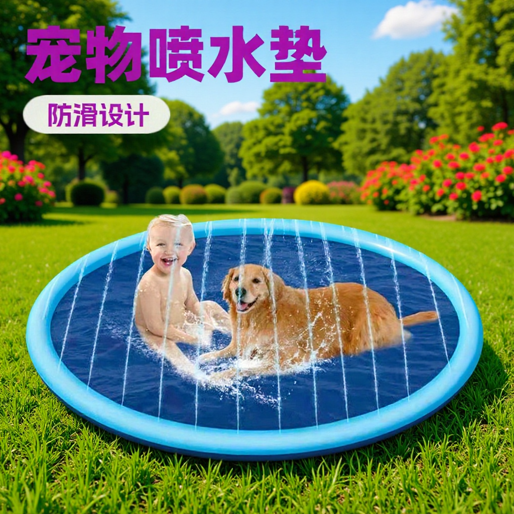Ready-Made Pvc Water Spray Non-Slip Play Mat for Outdoor Children's Water Play, Pet Cooling, Foldable Bathing Pool Bathtub