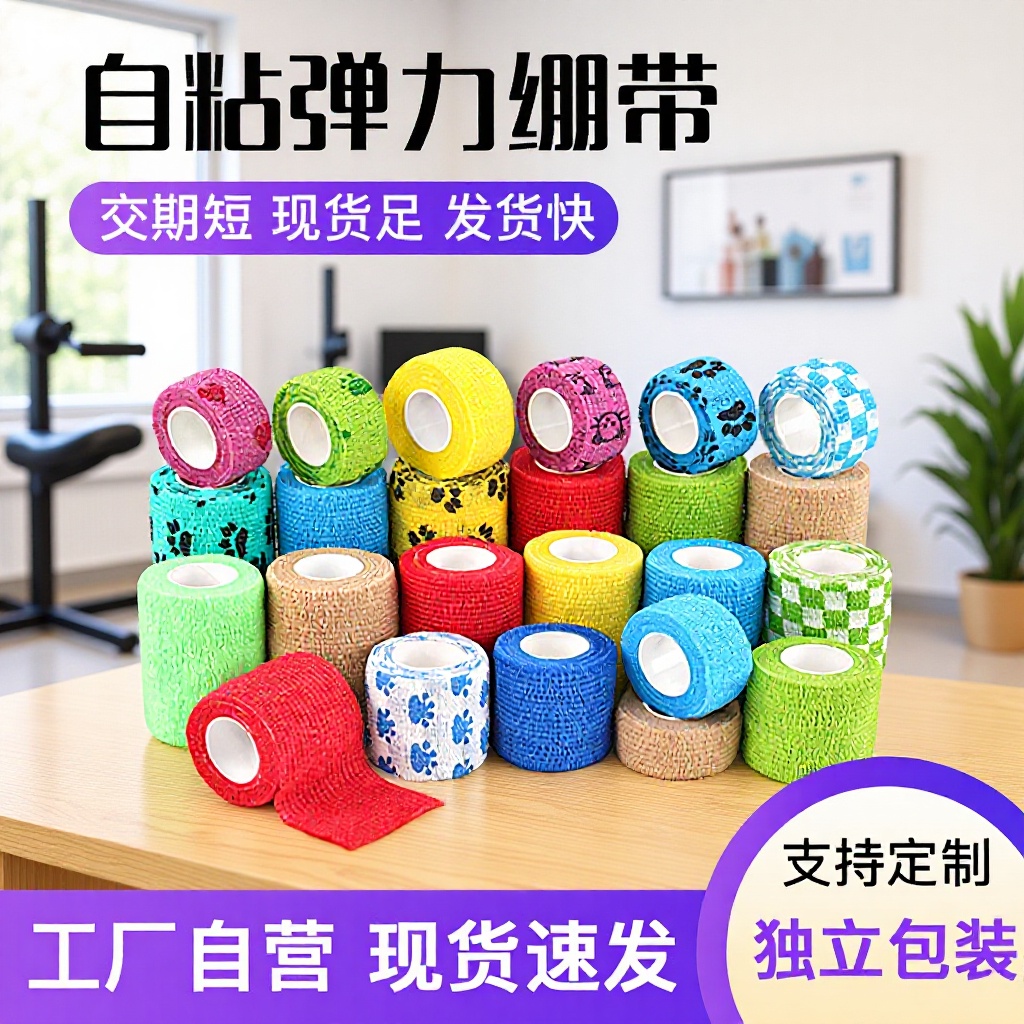 定制自粘绷带手指绷带弹力绷带运动护具护腕膝肘踝足篮球弹性绷带