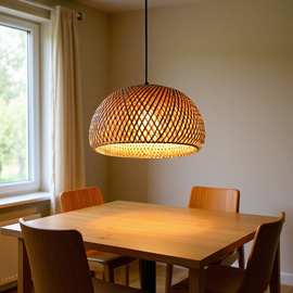 吊灯竹藤日式茶室中山灯具现代简约手工编织越南家居装饰环保吊灯