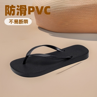 Outdoor Couple's Black Flip-Flops Men's Summer Sandals and Slippers Outdoor Flip-Flap Anti-Slip Flat Beach Shoes Fashionable