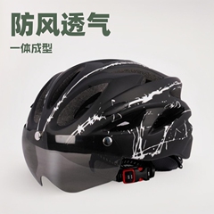 ゴーグル付きテイクアウトヘルメット磁気吸引防風鏡ヘルメット一体成型男女共通サイズ調節可能