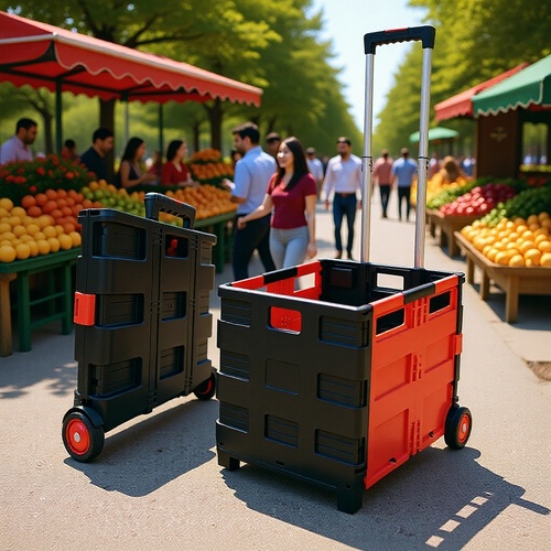 Wholesale plastic folding push cart outdoor storage box portable minimalist stall cart