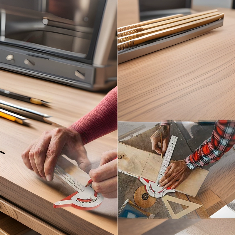 Утолщенная кромка из нержавеющей стали, большая деревообрабатывающая квадратная многофункциональная высокоточная угловая линейка, транспортир, инструмент для измерения разметки дуги