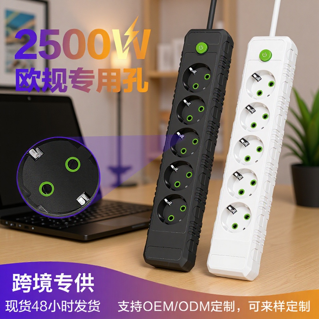 欧式5位多孔插线板俄罗斯带开关插座230V多功能韩国欧标插排批发