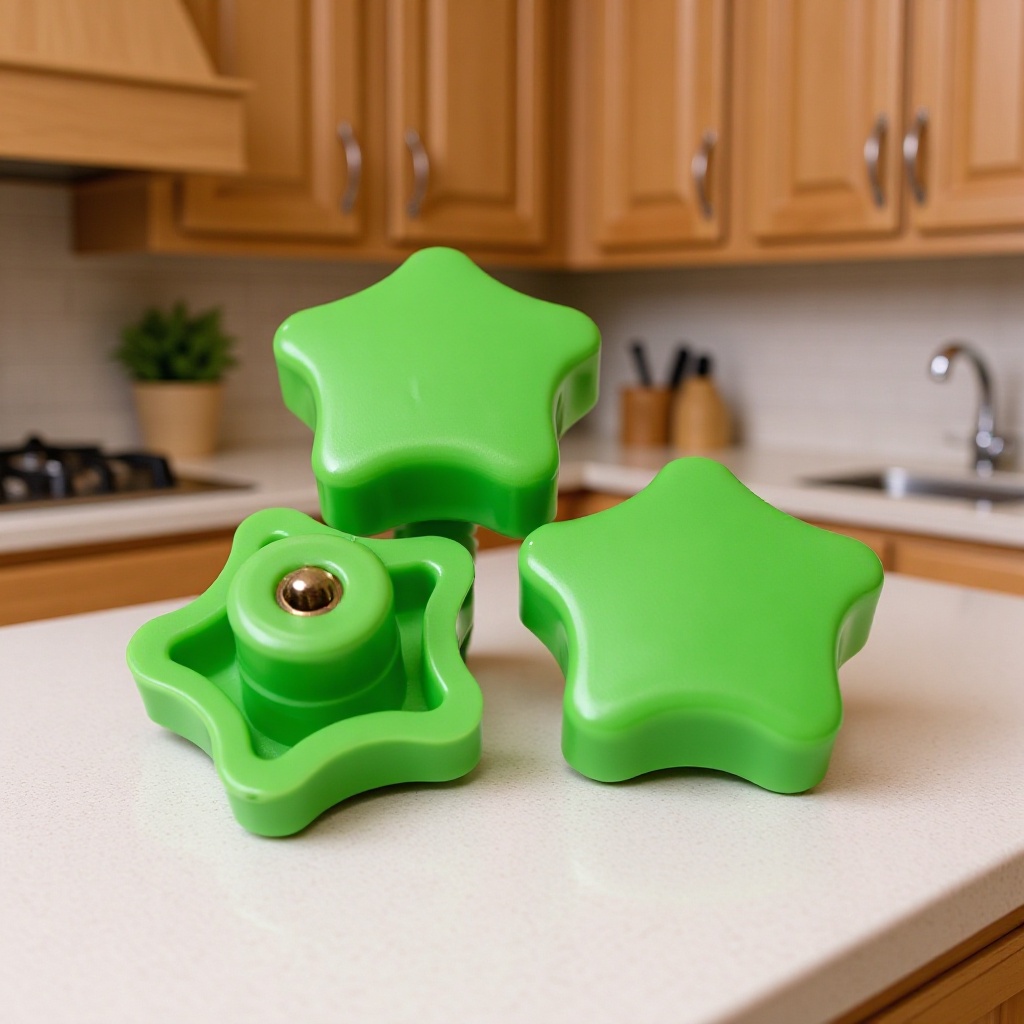 38mm-m5m6m8绿色环保塑料旋钮塑胶旋钮家具调节旋钮五角星形旋钮