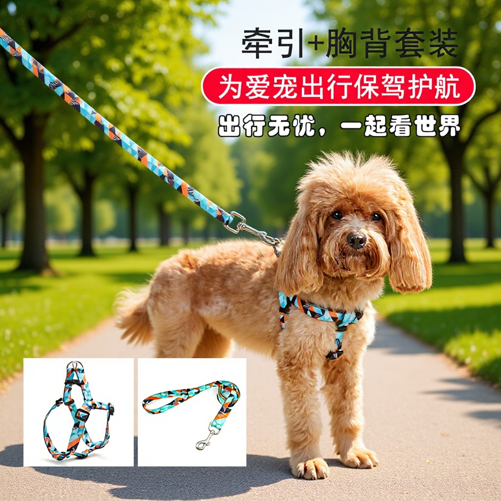 Fuente de fábrica de explosión pequeña impresión fresca pet collar comercio exterior gato collar tracción de dos piezas en stock al por mayor