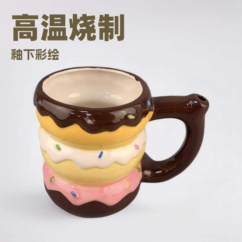 Transfronterizos europeos y estadounidenses de cerámica multifuncional donut taza de café creativa de alto valor de hamburguesas mug suministros de bar