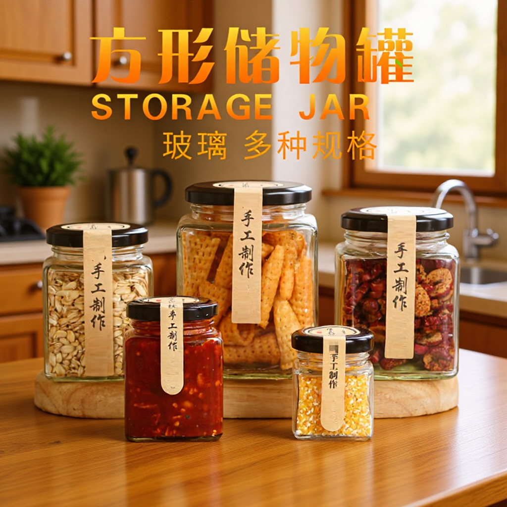 厂家批发方形蜂蜜玻璃瓶酱菜瓶果酱瓶密封罐腐乳瓶罐头瓶辣椒酱食