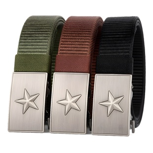 Student Sports Meeting Five-Pointed Star Automatic Buckle Belt Casual Simple Versatile Trouser Belt Student Military Training Tactical Belt