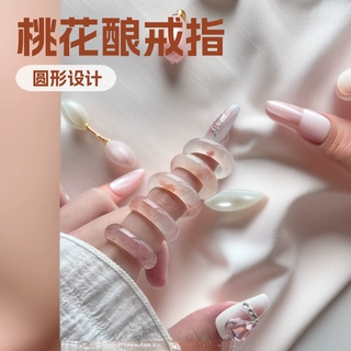 桃花酿戒圈指环水草玛瑙戒指手持跑环冰种飘花玉髓食指情侣扳指