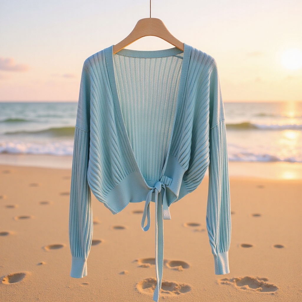 Lyocell Tencel Long-Sleeve Knit Tie-Up Sweater Cardigan 2026 Thin Style Loose Base Layer Sun Protection Cardigan