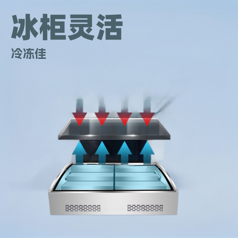 5-Compartment Refrigerated Display Cabinet for Commercial Use, Tabletop Display for Fried Skewers, Barbecue Meat, Night Market Ice Cabinet, Air-Cooled, Frost-Free 5-Compartment Refrigerated Display Cabinet for Commercial Use, Tabletop Display for Fried Skewers, Barbecue Meat, Night Market Ice Cabinet, Air-Cooled, Frost-Free
