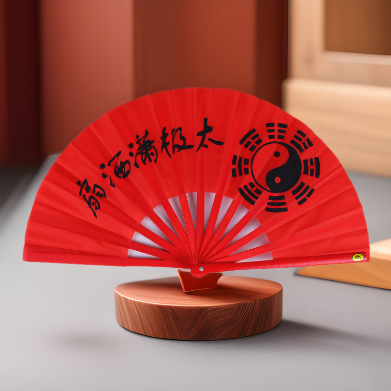 Li times kang brand factory direct martial arts exercise fitness red bamboo plastic bone tai chi kung fu natural and unrestrained exercise fan