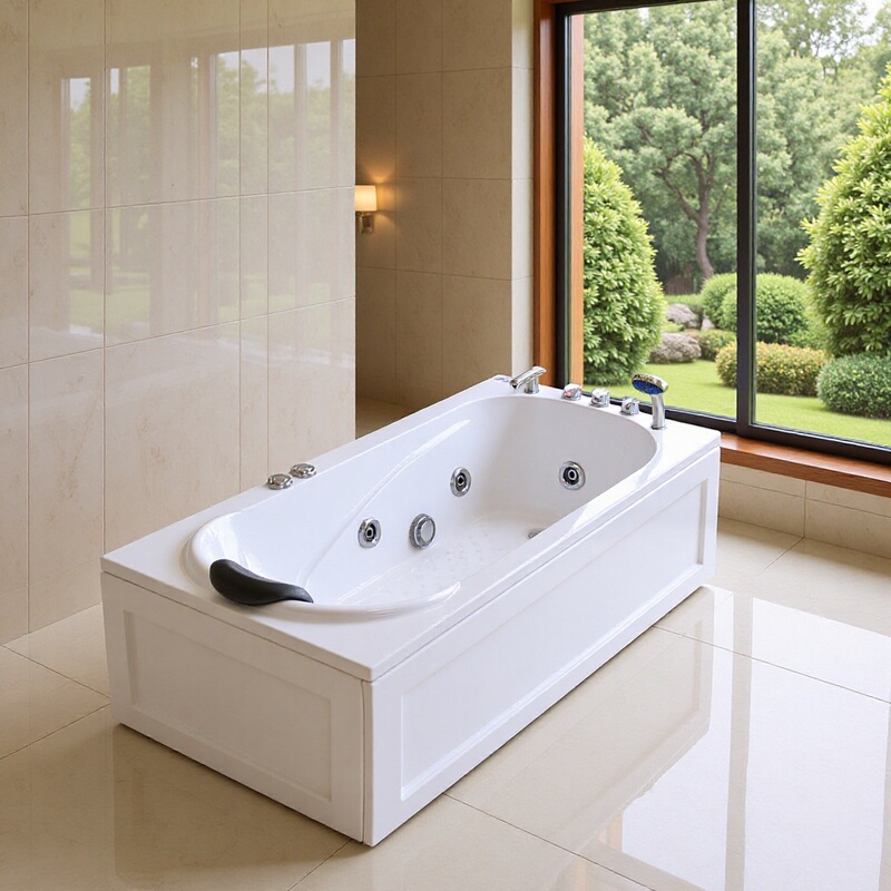 Acrylic Bathtub for Home Use, Small-Sized, Thickened, Insulated, with Surfing Massage, Constant Temperature Heating Bathtub for Adults