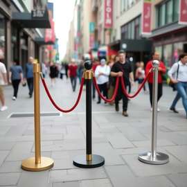 安全商场豪华礼宾杆不锈钢圆球平头隔离带围栏排队护栏迎宾柱防护