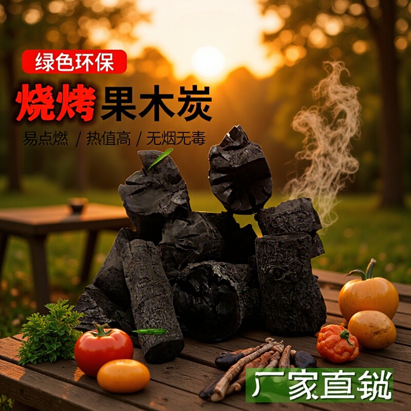 Huozhuyuan Fruit Charcoal Barbecue Carbon Apple Wood Smokeless Household Barbecue Charcoal Hot Pot Charcoal Combustible Carbon Factory Direct Sale