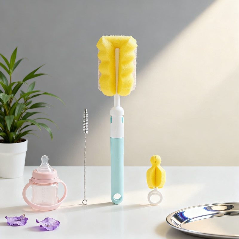 Baby Bottle Brush, Bottle Cleaning Brush, Cup Brush, Sponge Brush Set, Nipple Brush, Straw Brush Combination Set