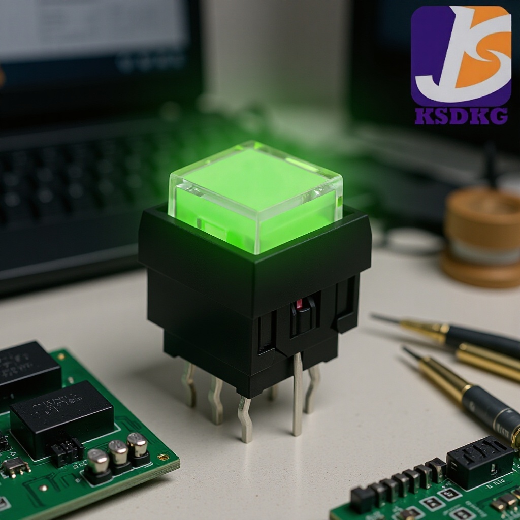 方形绿色带LED灯按键开关 单色/双色可选 带灯轻触开关