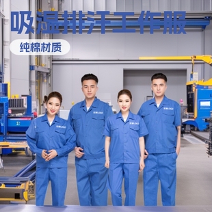 Pure Cotton Summer Work Clothes Long and Short Sleeve Breathable Factory Workshop Custom Logo Work Clothes Blue Auto Repair Labor Protection Clothing