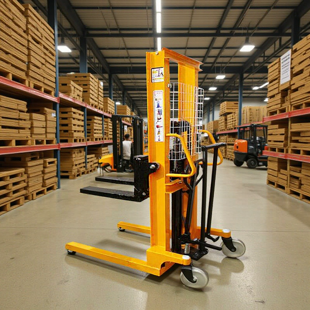 包邮堆高车手动液压手摇脚踏两用2吨1吨仓库物流搬运车升降叉车