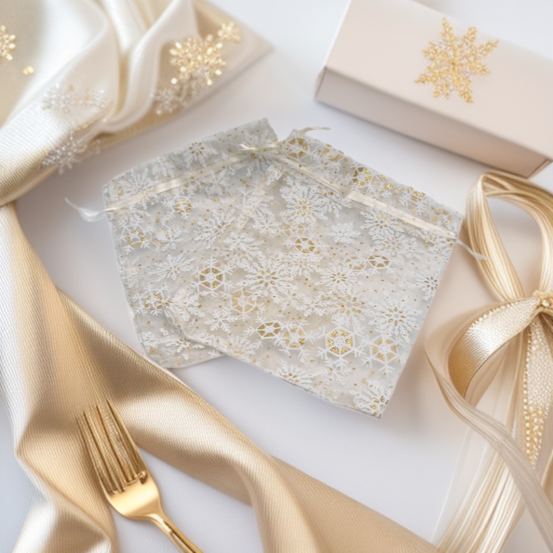 定制米色胶印16X20厘米现货纱袋精美可束口纱袋 植绒纱布饰品袋