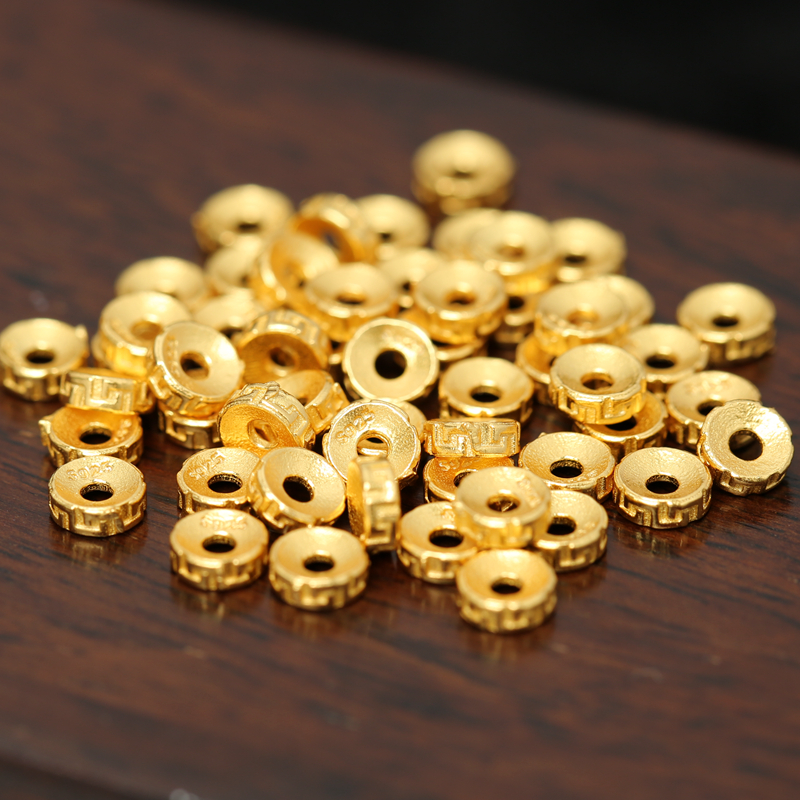 genuine goods S925 Ancient Silver-plated Gold-plated Folding Spacer diy Cultural Play Buddha Bead Bracelet Bracelet Bead Spacer Hand-woven Rope