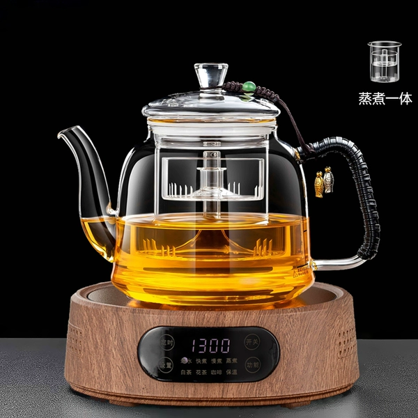 [25G胡桃木色+禅意祥林壶A（蒸煮双胆）1300ML]