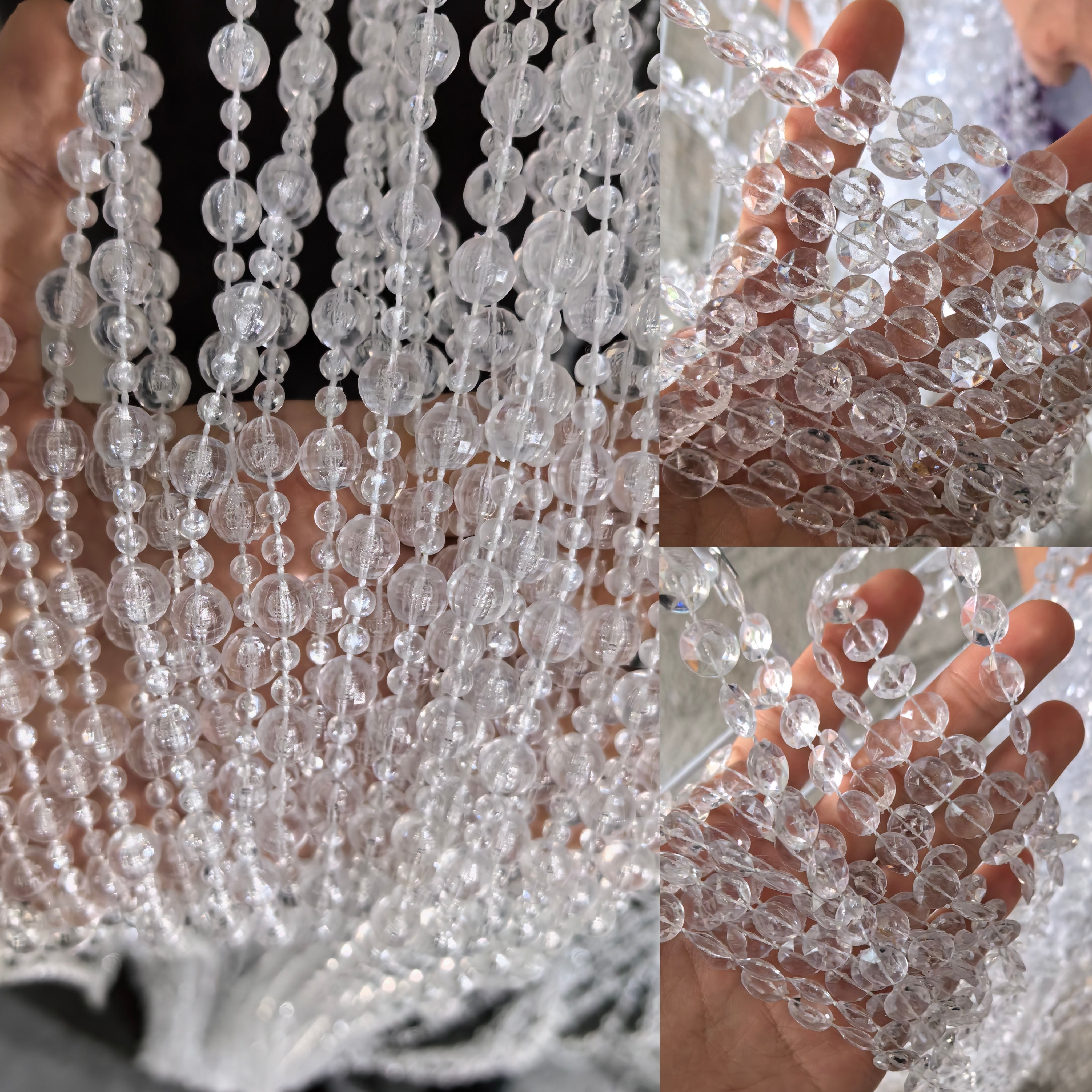 Acrylic earth beads octagonal beads transparent flat beads imitation crystal beads Korean Style wedding hall DIY bead chain wedding props