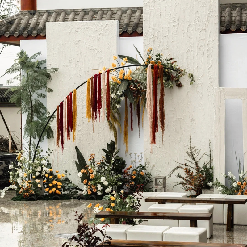 Forest-Style Wedding Cotton Rope Weaving Wrapped Yarn Colorful Rope Bohemian Hanging Curtain Cotton Rope Wall Decoration Wedding Decoration Props