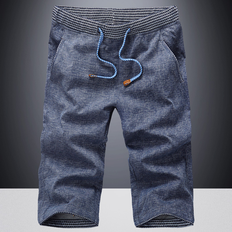 Men's Casual Pants, Summer Thin Cropped Pants, Stretchy Sports Mid-Length Pants, Slim Fit 7/8 Pants, Trendy Versatile Men's Shorts