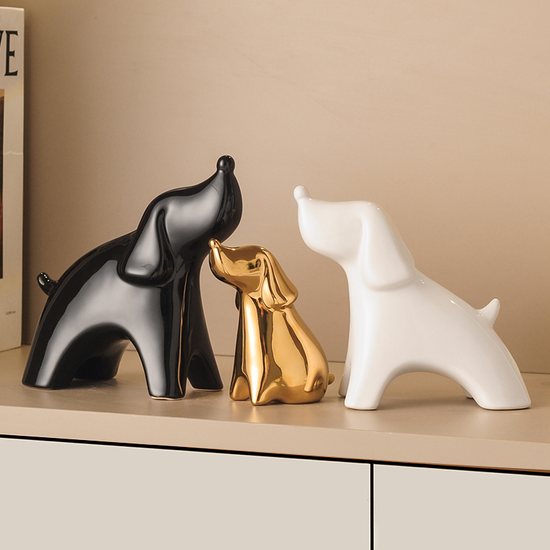 Jia Gan Scandinavian Family of Three Lucking Dog Decoration Accessible Luxury High-end Entrance Wine Cabinet Home Living Room TV Cabinet Decoration