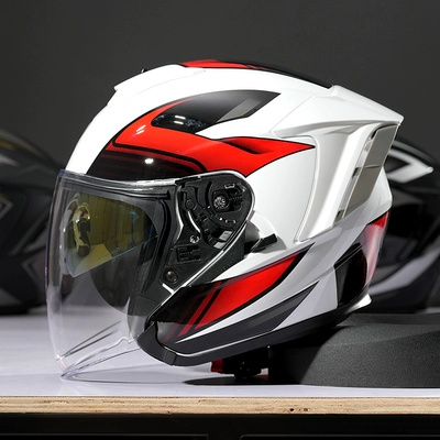 Motosiklet dəbilqələri — Electric Motorcycle Half Helmet Double - s-ro-5-whirlwind-black-and-red