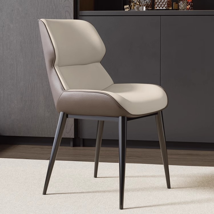 Overseas Version of Nordic Light Luxury Dining Chair, Modern Minimalist Home Chair with Backrest, Italian-Style Hotel Restaurant Creative Leather Chair